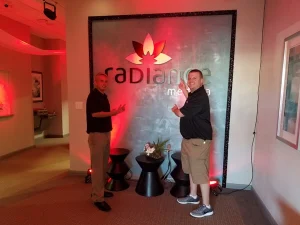 Event branding with uplighting and backdrop setup by Lucas Productions USA for professional corporate events