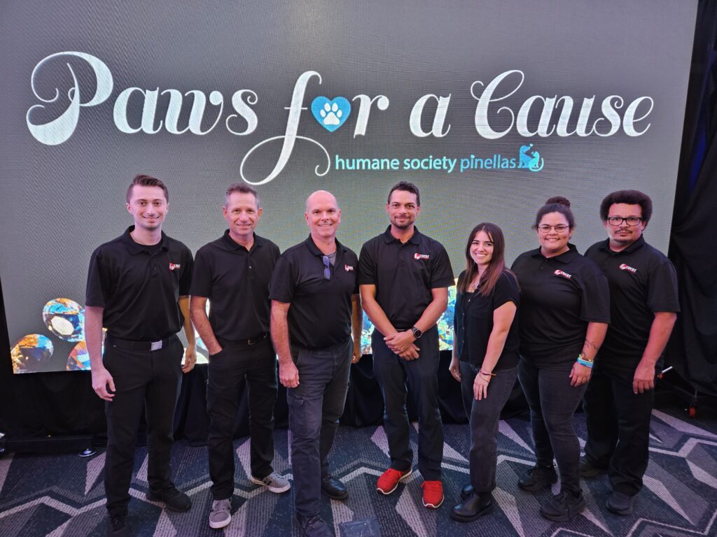 Lucas Productions Audio Visual team at Paws for a Cause fundraising event by Humane Society Pinellas, delivering professional AV support.